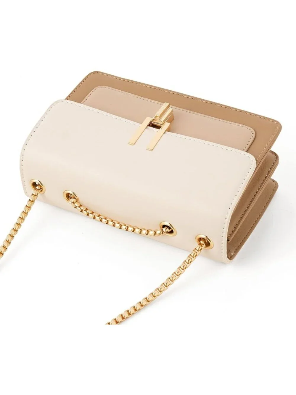 Chic Color-Block Leather Crossbody Bag for Women | Stylish Medium Shoulder Purse